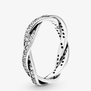 Pandora Sparkling Twisted Lines Ring